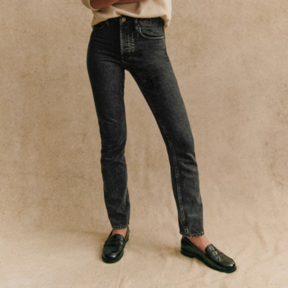 NWT Sezane The Green Blue Jean Brut SexyTall in Grey